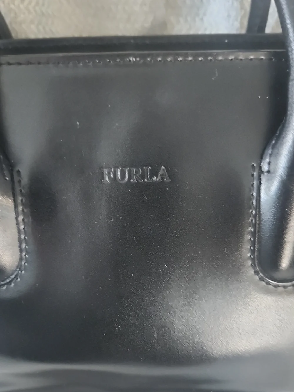 Furla Black Leather Tote with Double Handles - Picture 2 of 13